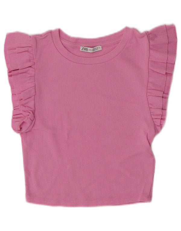 Zara Womens Crop T-Shirt Top UK 12 Medium Pink