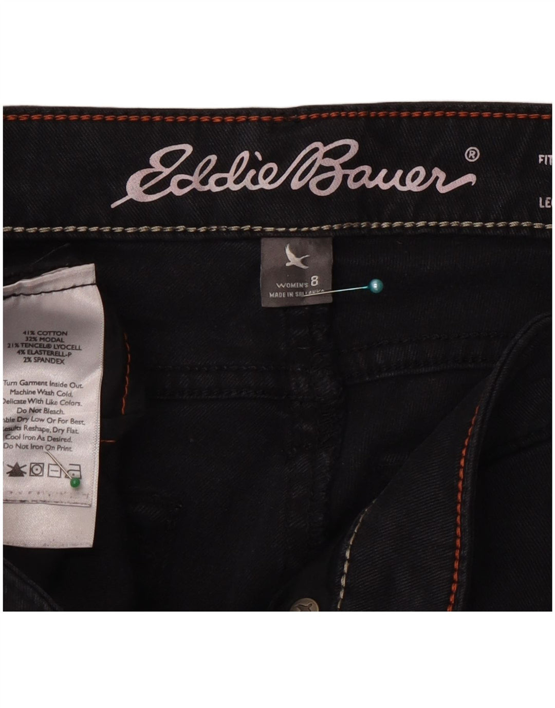 Eddie Bauer Dame Slightly Curvy Slim Jeans US 8 Medium W30 L32 Sort