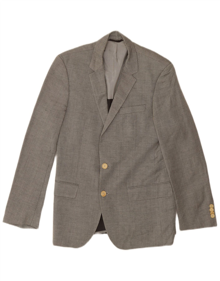 Hugo Boss Herre 2-knaps blazerjakke EU 46 Small Grey Virgin Wool