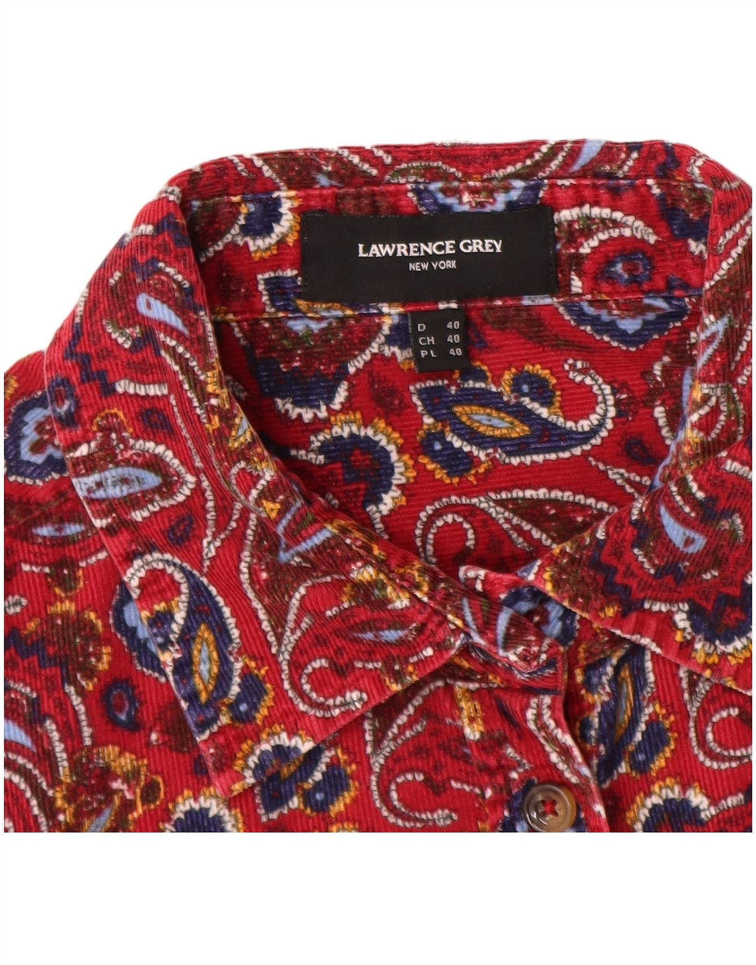 LAWRENCE GREY Damefløjlsskjorte EU 40 Medium Rød Paisley Bomuld