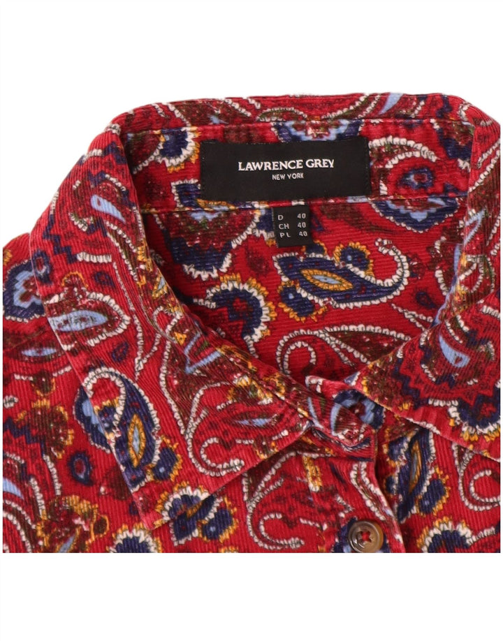 LAWRENCE GREY Damefløjlsskjorte EU 40 Medium Rød Paisley Bomuld