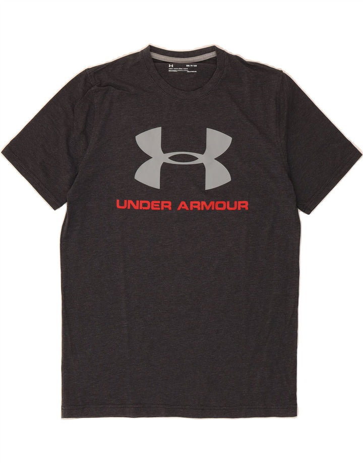 UNDER ARMOUR Mens Heat Gear Graphic T-Shirt Top Small Grey Vintage Under Armour and Second-Hand Under Armour from Messina Hembry 