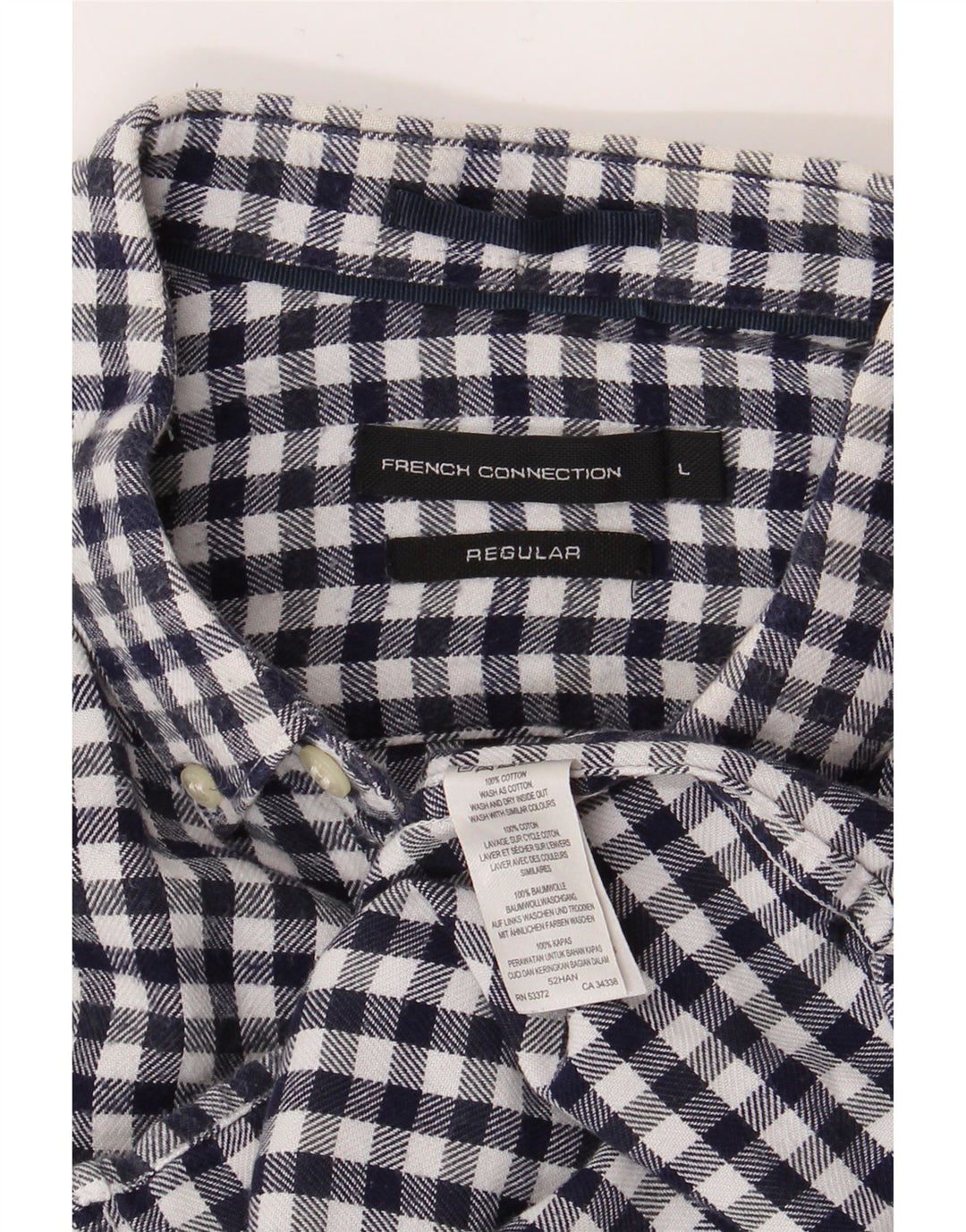 FRANSK FORBINDELSE Herre almindelig flannelskjorte Stor marineblå Gingham