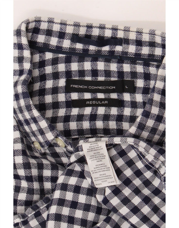 FRANSK FORBINDELSE Herre almindelig flannelskjorte Stor marineblå Gingham