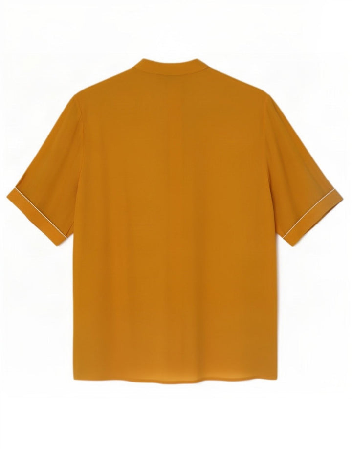 Vintage kortærmet skjortebluse til kvinder IT 42 Medium Yellow