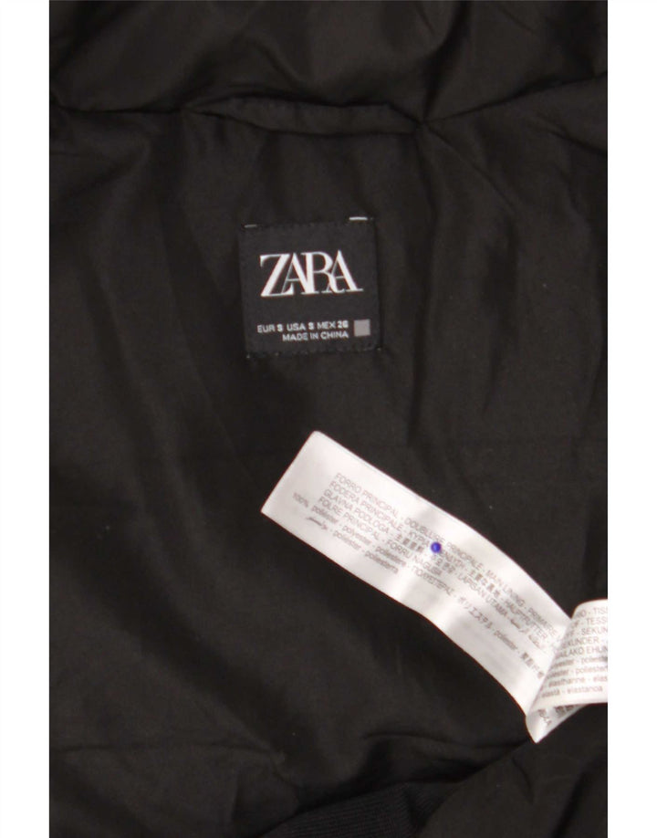 Zara Dame Hætte Polstret Gilet UK 10 Small Black Polyester