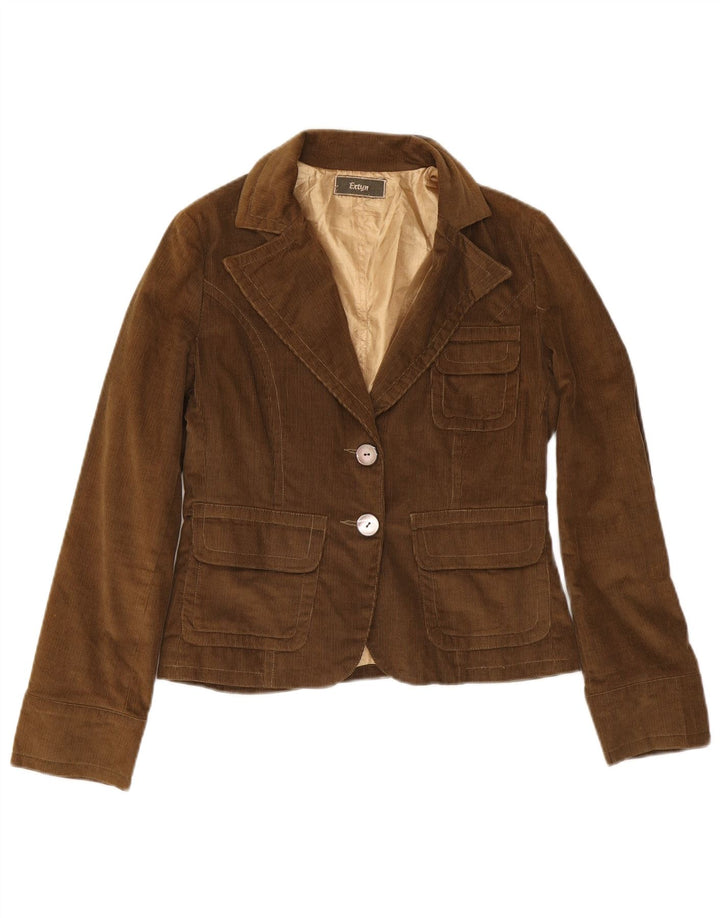 Extyn Dame 2-knaps Corduroy Blazer Jacket UK 12 Medium Brun Bomuld