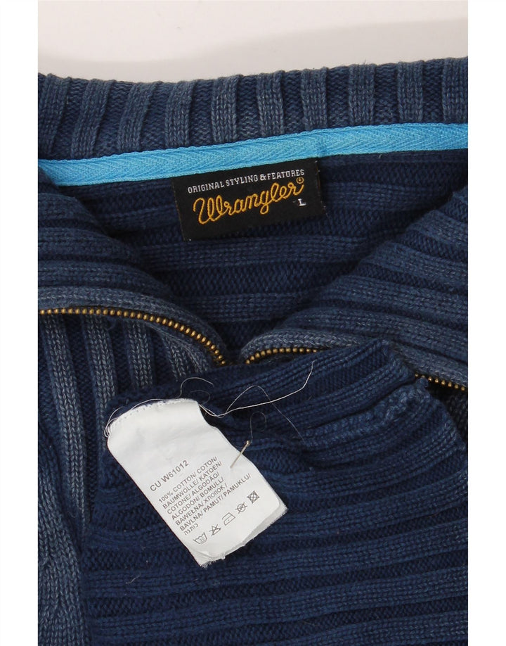 Wrangler Herre Zip Neck Jumper Sweater Stor Marineblå Bomuld