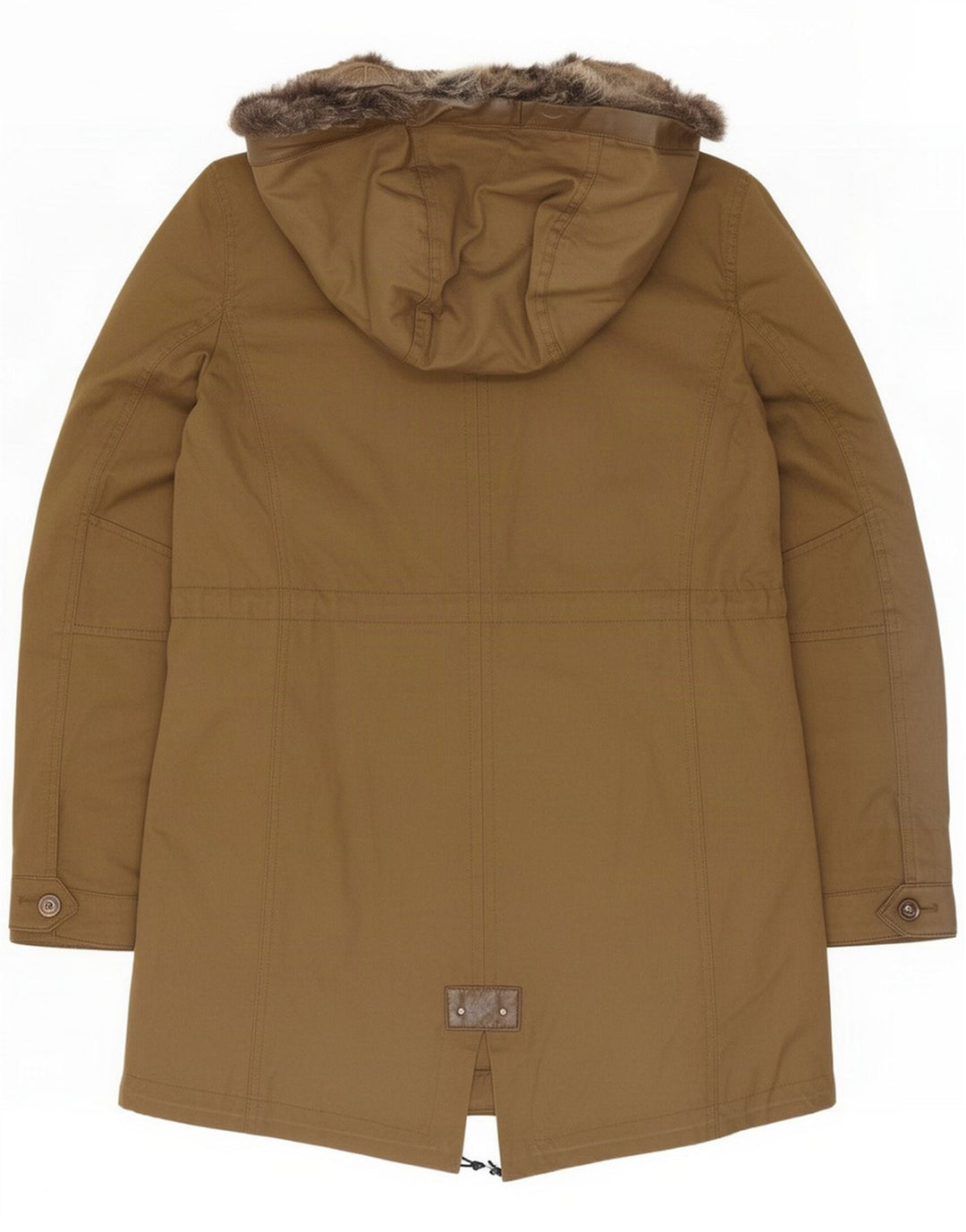 Massimo Dutti Dame Hooded Parka Jacket UK 14 Medium Green Cotton