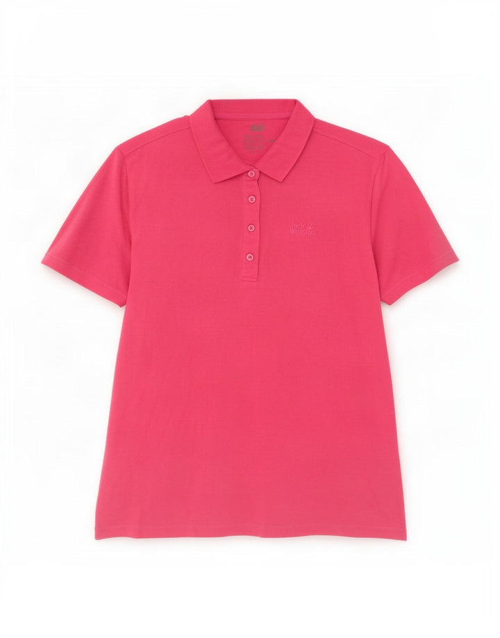 Jack Wolfskin Dame Polo Shirt UK 18 XL Pink Polyester