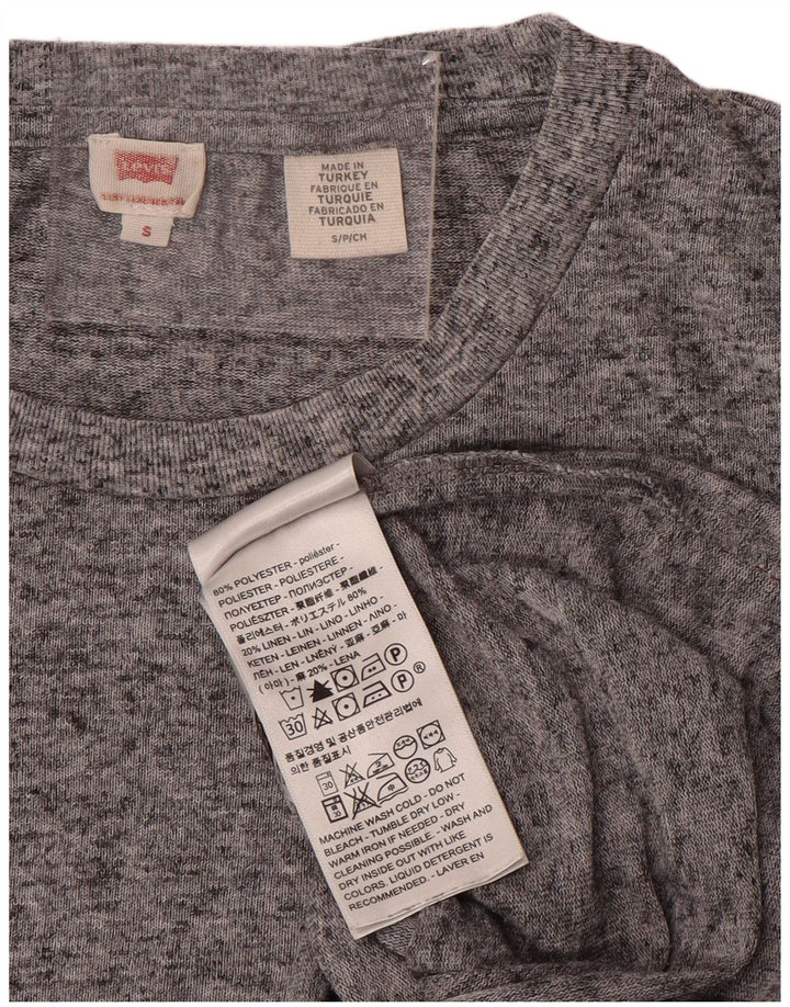 LEVI'S T-shirt top til kvinder DK 10 Small Grå Flecked Polyester