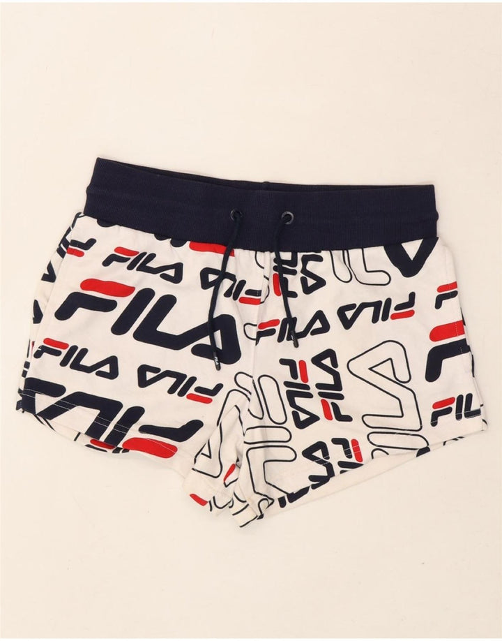 FILA Womens Graphic Sport Shorts UK 12 Medium Yellow Cotton Vintage Fila and Second-Hand Fila from Messina Hembry 