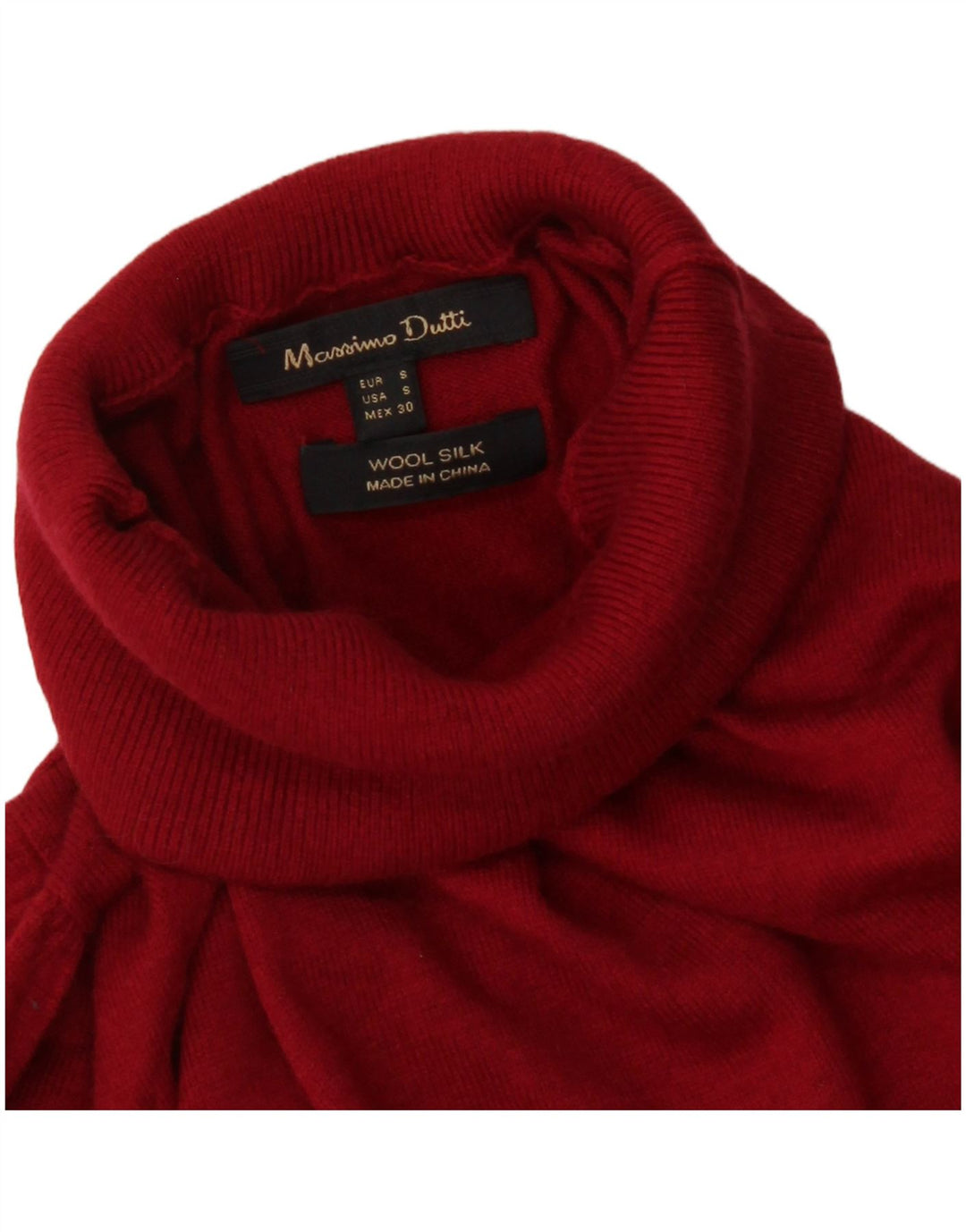 Massimo Dutti Dame Rullehals Sweater UK 10 Lille Rød Uld