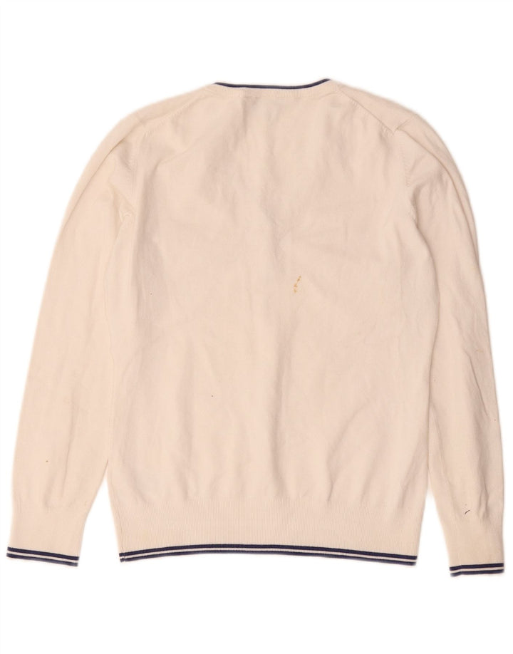 Ellesse Dame V-hals sweater UK 12 Medium Hvid Bomuld