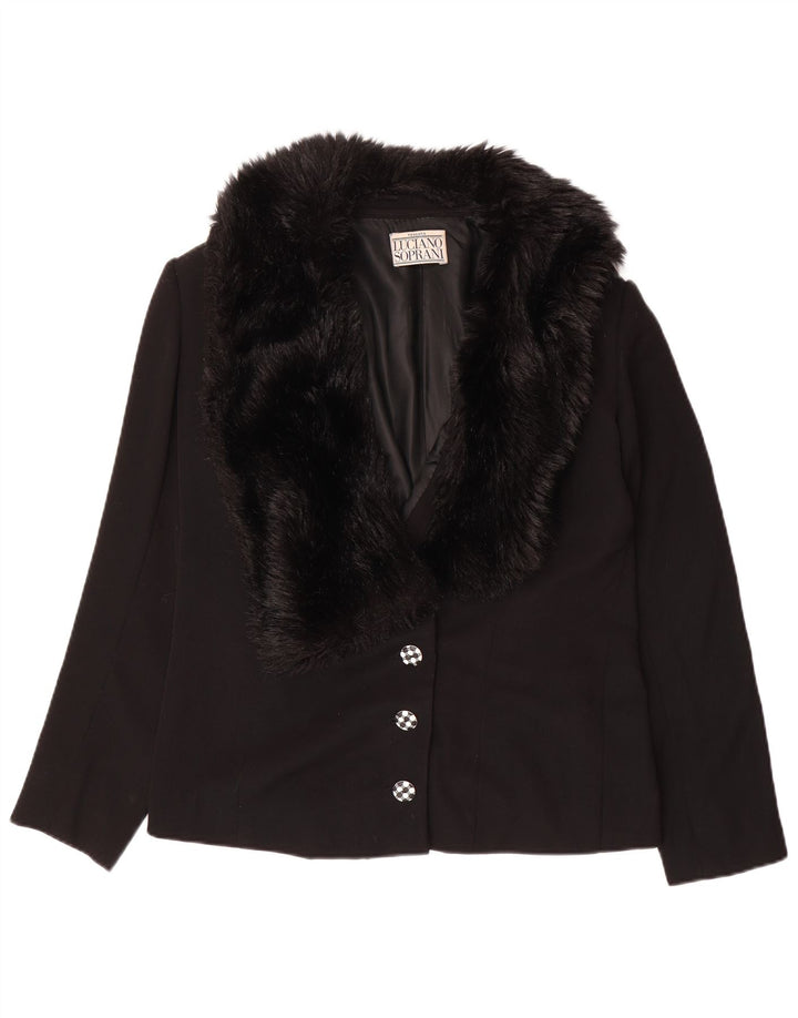 LUCIANO SOPRANI Dame 3-knaps blazerjakke UK 16 Large Sort