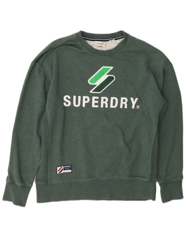 Superdry Herre Grafisk Loose Fit Sweatshirt Jumper XS Grøn Bomuld