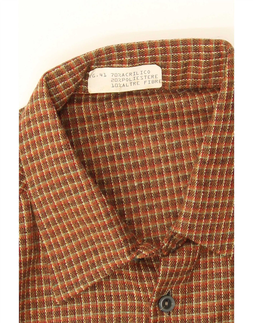 Vintage herreskjorte str. 41 Medium brun ternet akryl
