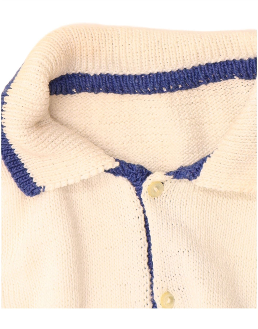 Vintage herre polo hals sweater medium hvid geometrisk