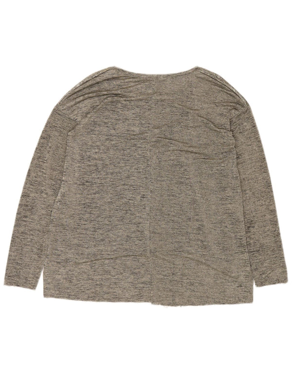 Zara Dame Top Langærmet UK 14 Medium Grey Flecked Polyester Modern