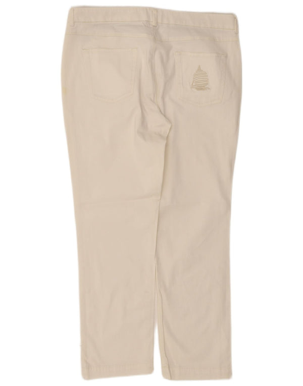 Marina Yachting Dame Straight Cropped Trousers IT 48 XL W34 L23 Hvid