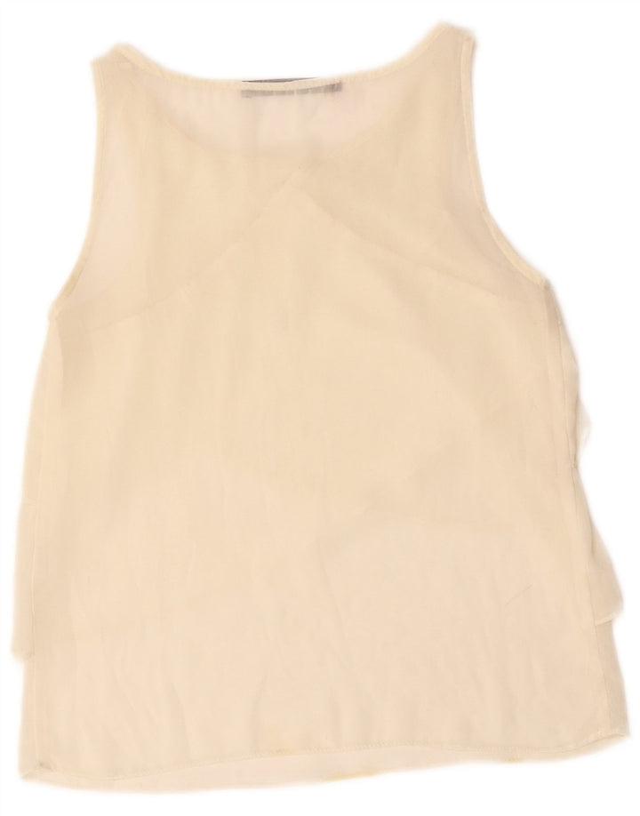 ZARA Dame ærmeløs bluse Top UK 10 Small Off White