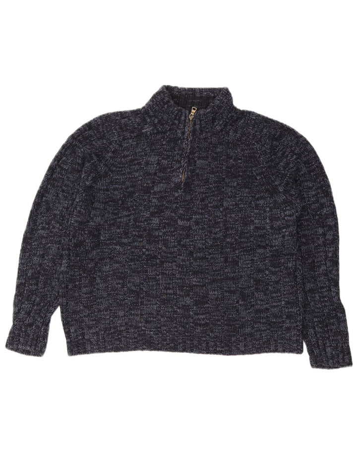 MARKS & SPENCER Dame sweater med lynlås i halsen UK 16 Large Navy Blue