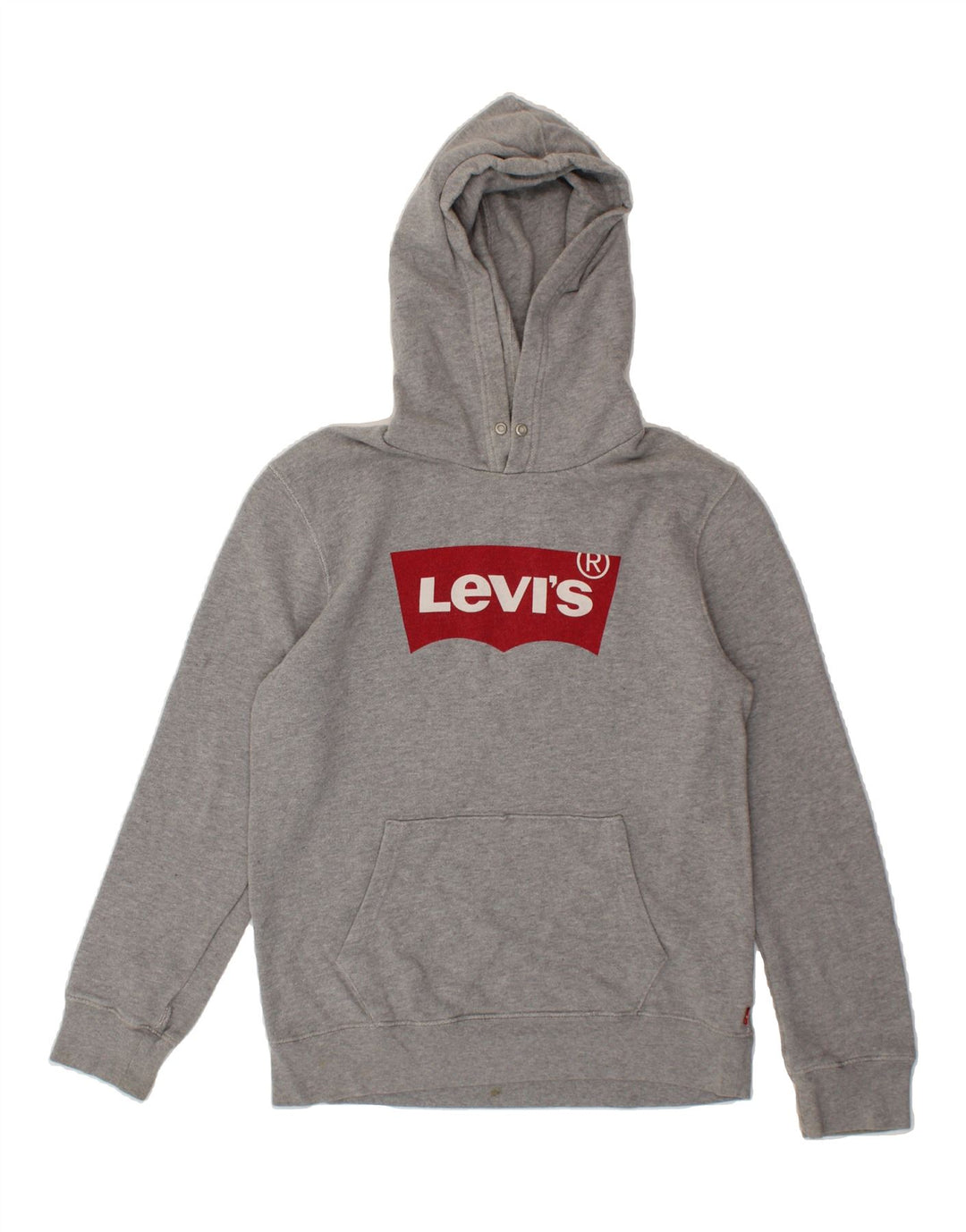 LEVI'S Mens Graphic Hoodie Jumper Medium Grey Cotton Vintage Levi's and Second-Hand Levi's from Messina Hembry 