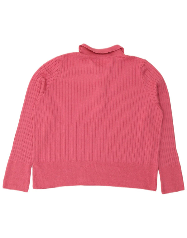 Marks & Spencer Dame Polo Neck Jumper Sweater UK 22 3XL Pink Akryl