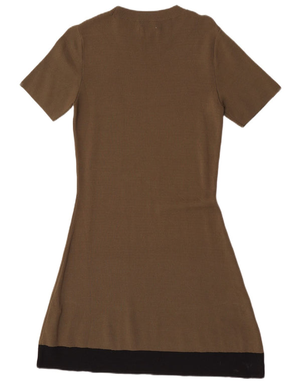 Jack Wills Dame Kortærmede Jumper Dress UK 12 Medium Khaki Colourblock
