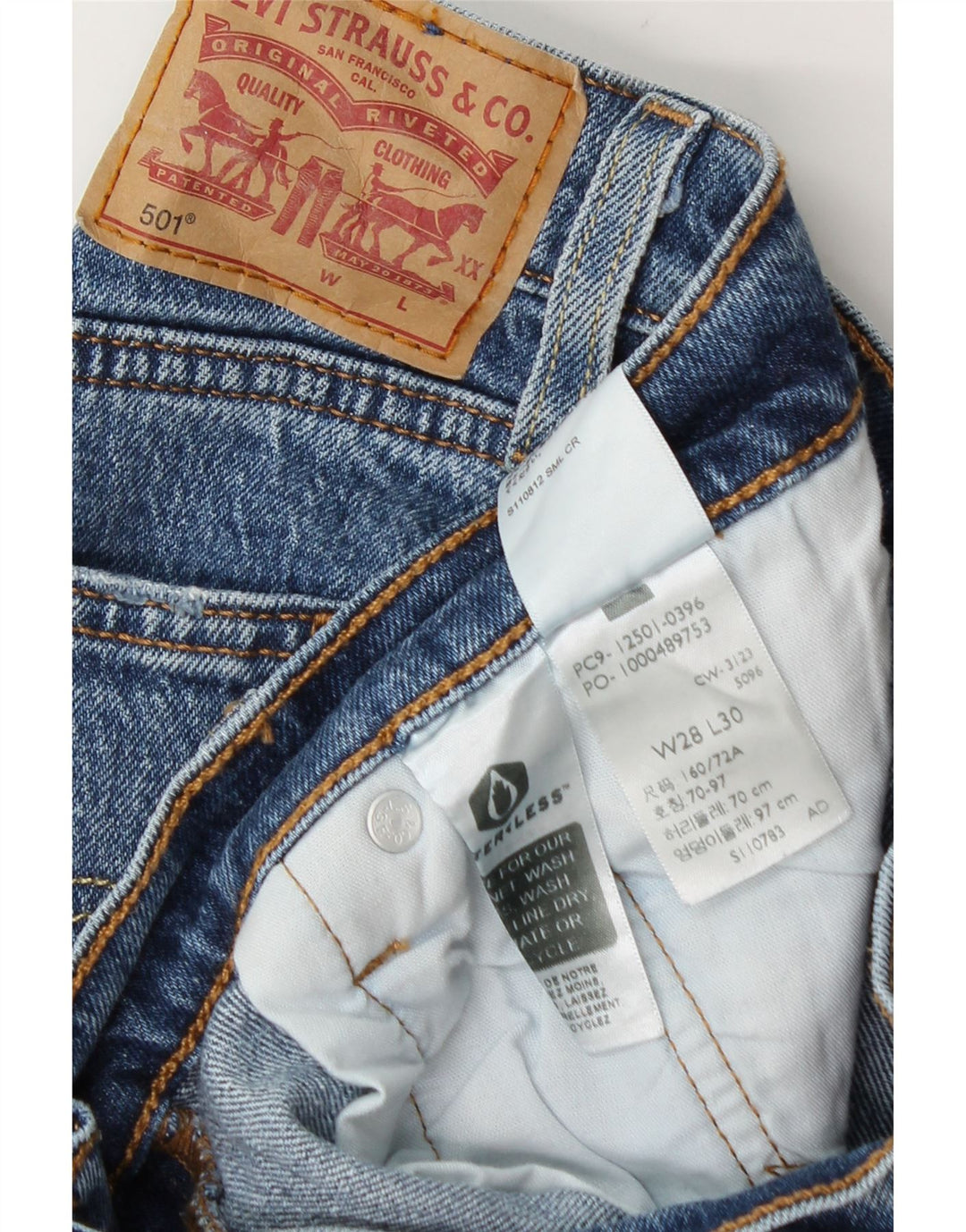 Levi's Herre 501 Straight Jeans W28 L30 Blå Bomuld