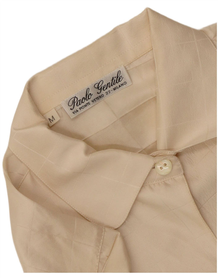 Vintage dameskjorte bluse UK 14 Medium beige ternet