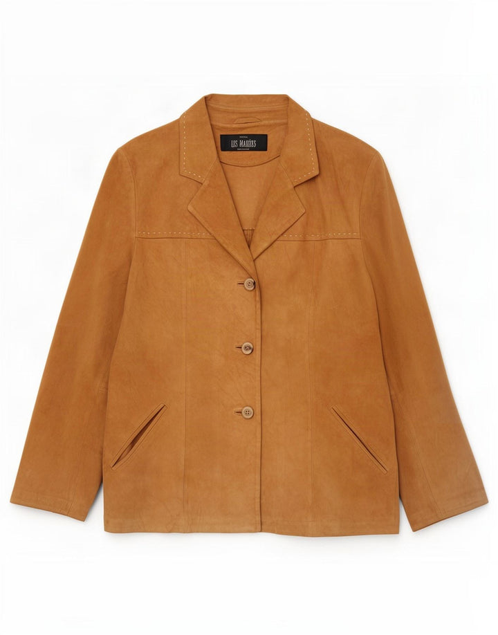 Les Marees Dame Ruskindsjakke IT 44 Medium Beige Læder