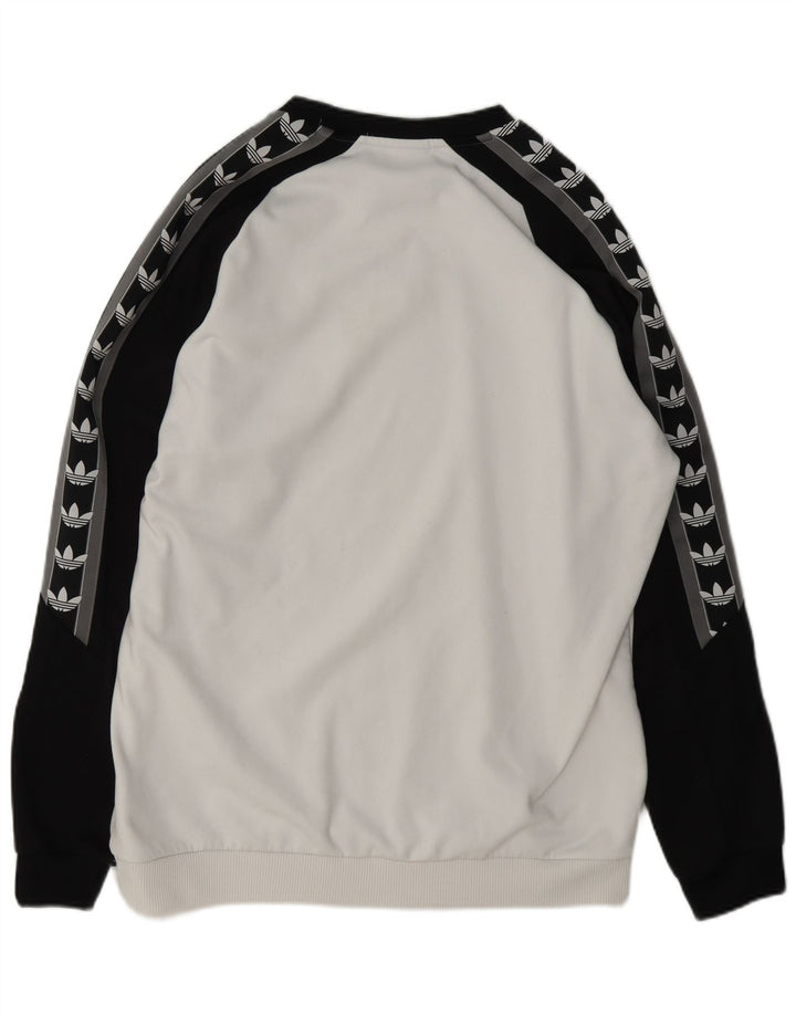 Adidas grafisk sweatshirt til mænd, stor hvid colourblock polyester