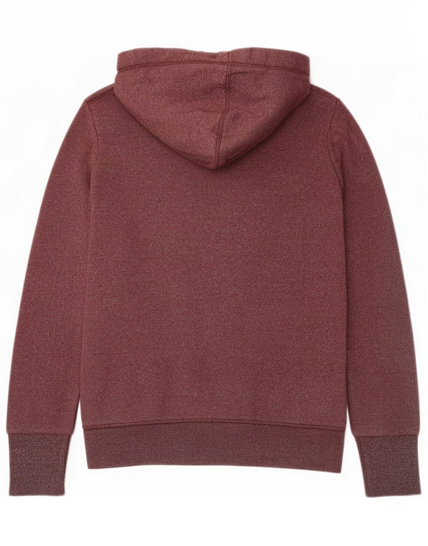 Superdry Mens Graphic Hoodie Jumper Small Burgundy Flecked Cotton