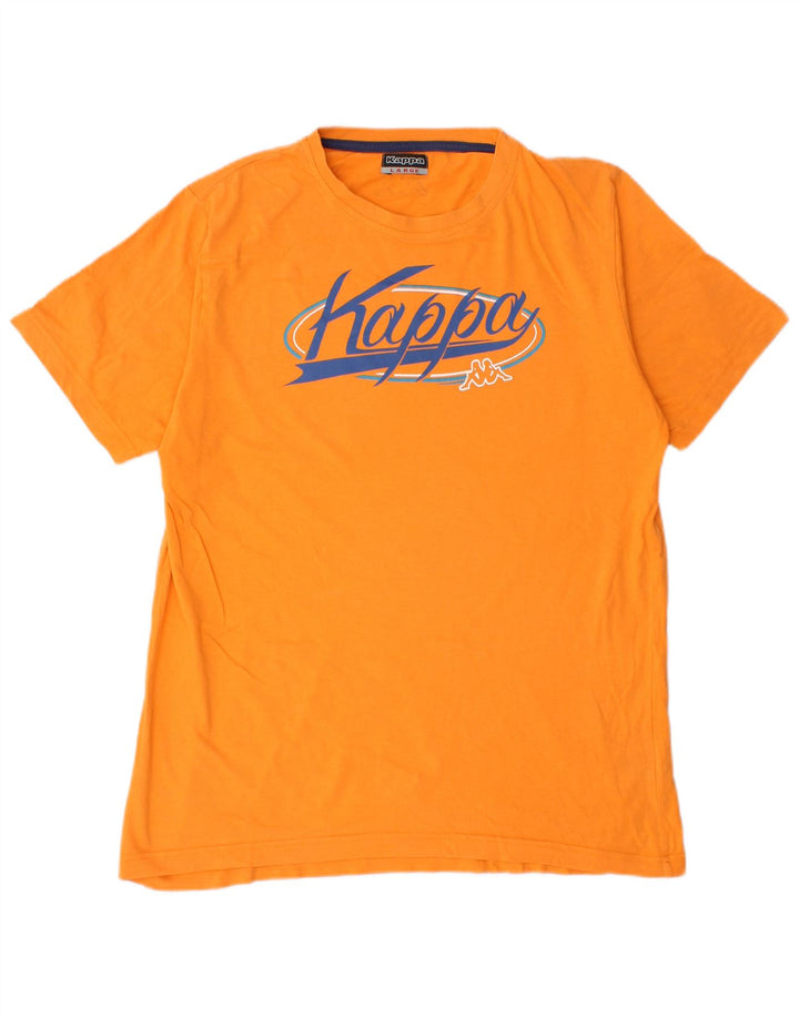 Kappa Herre Grafisk T-Shirt Top Stor Orange Bomuld