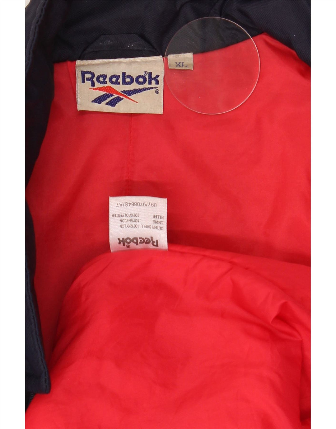 Reebok Herre Graphic Bomber Jacket UK 42 XL Navy Blue Nylon