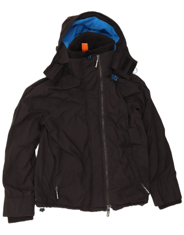 Superdry Womens The Windcheater Hooded Windbreaker Jacket UK 18 XL Sort