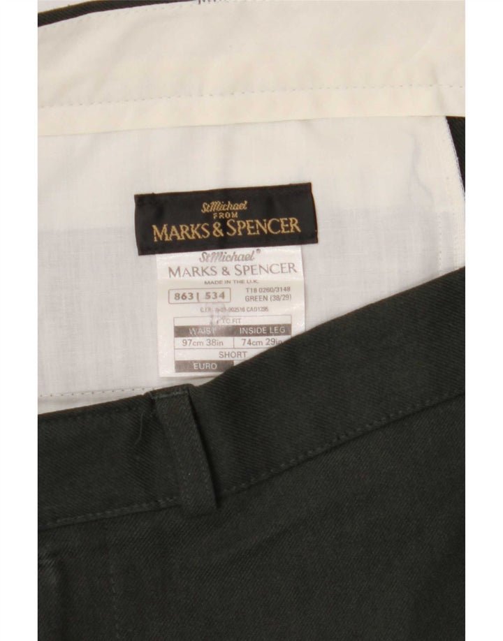 Marks & Spencer Straight Chino-bukser til mænd W38 L29 Grøn polyester