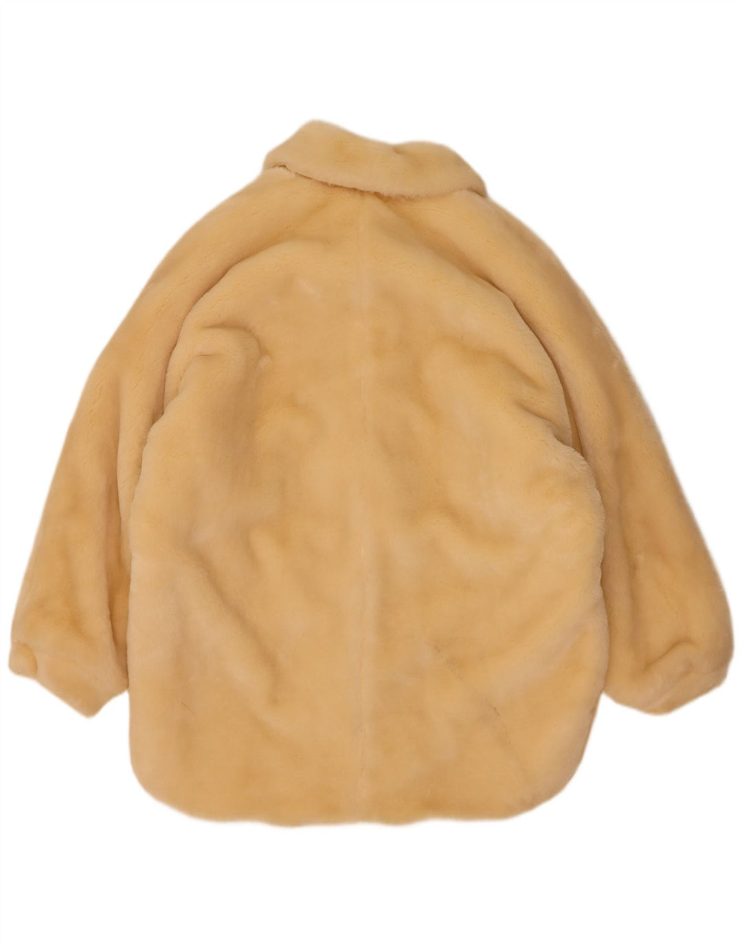 Vintage Dame Oversized Faux Fur Overcoat EU 40 Medium Beige Modacryl