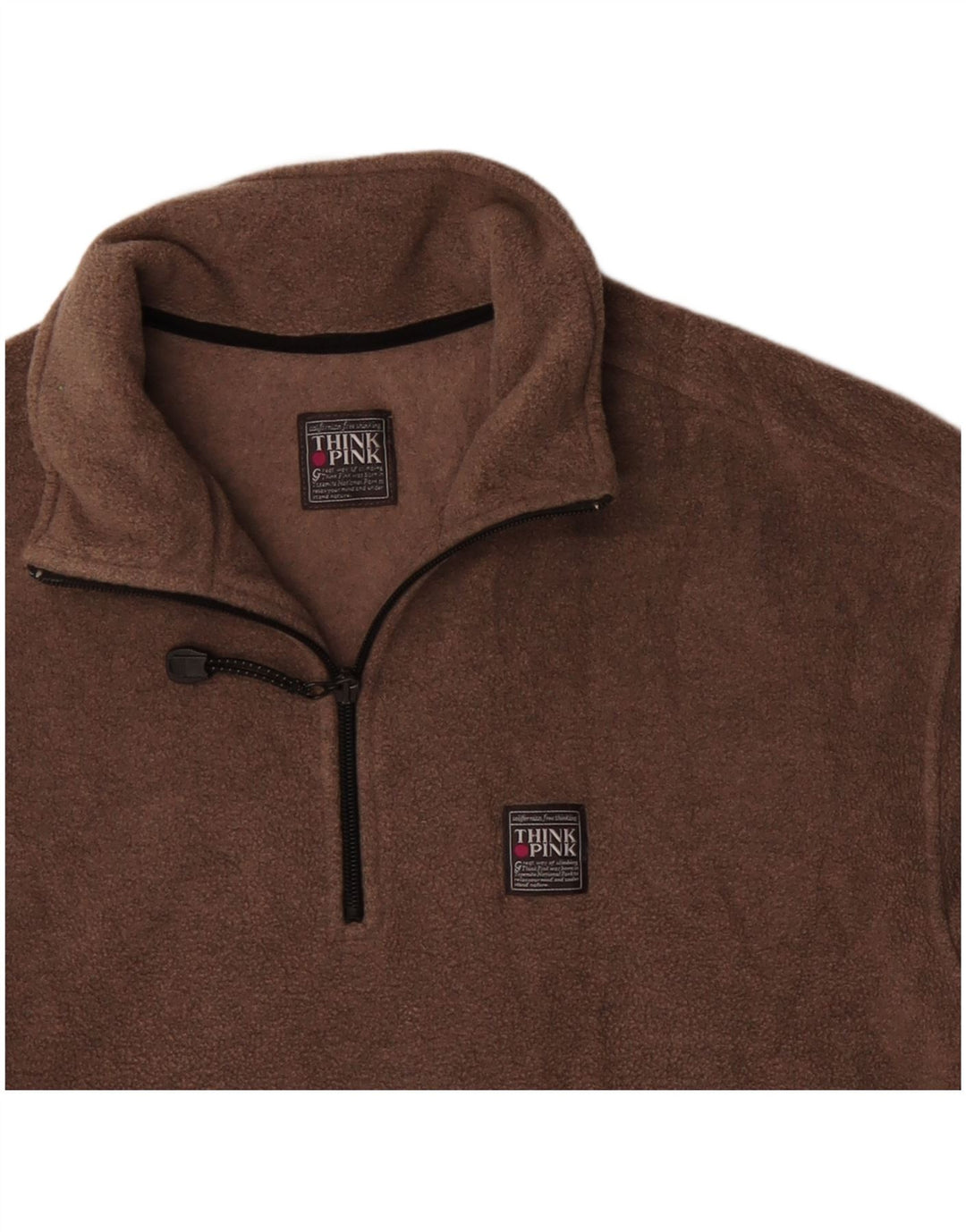 Tænk Pink Dame Zip Neck Fleece Jumper UK 14 Medium Brown Polyester