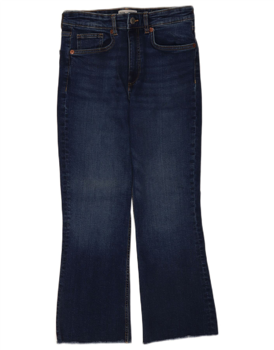 Zara Womens Crop Flared Jeans EU 40 Medium W30 L25 Navy Blue