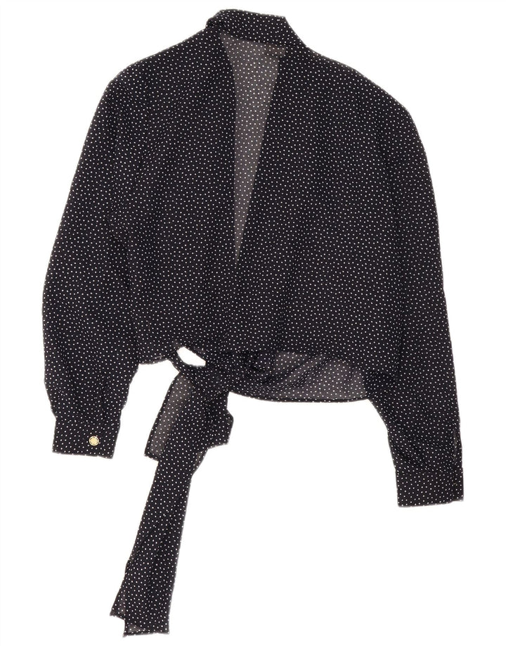 Primavera Firenze Womens Crop Se Through Top US 4 Small Navy Blue