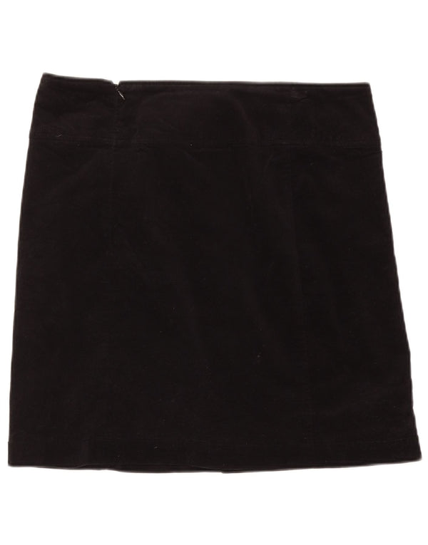Laura Ashley Dame Velvet Mini Skirt UK 14 Large W36 Black Bomuld