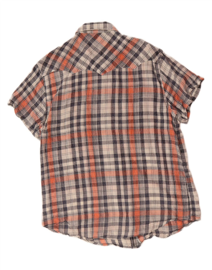 WRANGLER Mens Regular Fit Short Sleeve Shirt XL Grey Check Cotton Vintage Wrangler and Second-Hand Wrangler from Messina Hembry 