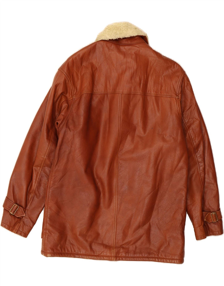 SPITFIRE Mens Shearling Jacket UK 38 Medium Brown Leather Vintage Spitfire and Second-Hand Spitfire from Messina Hembry 