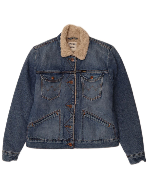 Wrangler Dame Denim Hættetrøje Sweater UK 10 Small Blue Colourblock