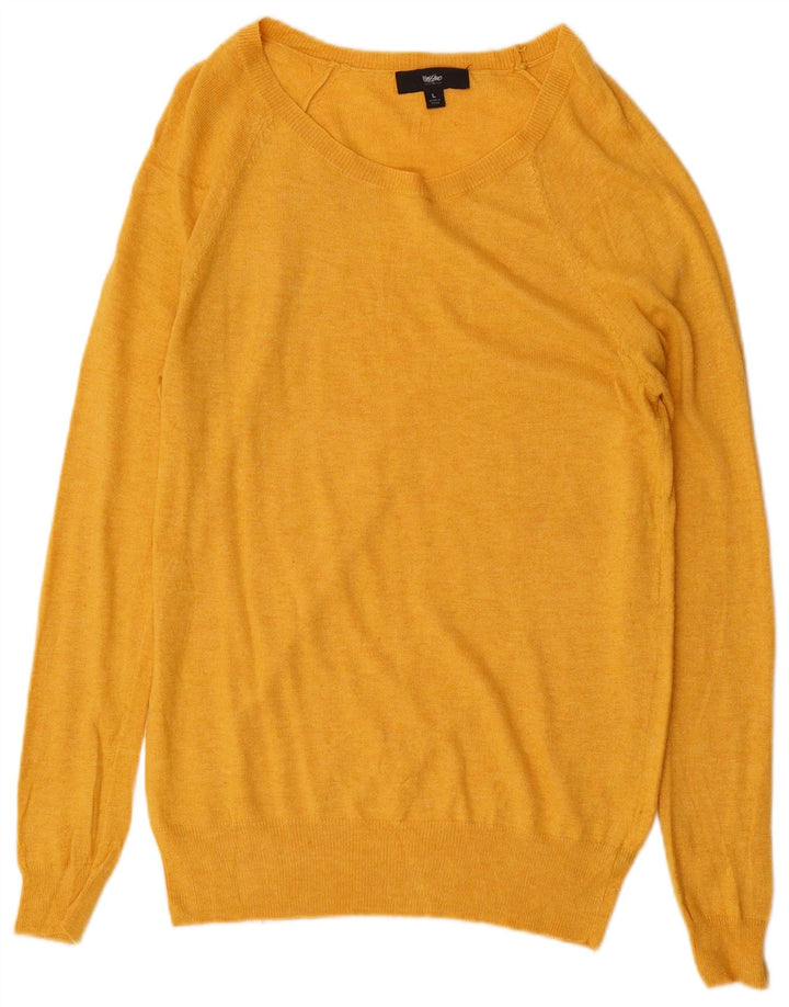 MOSSIMO Dame Boat Neck Jumper Sweater UK 16 Stor Gul Nylon