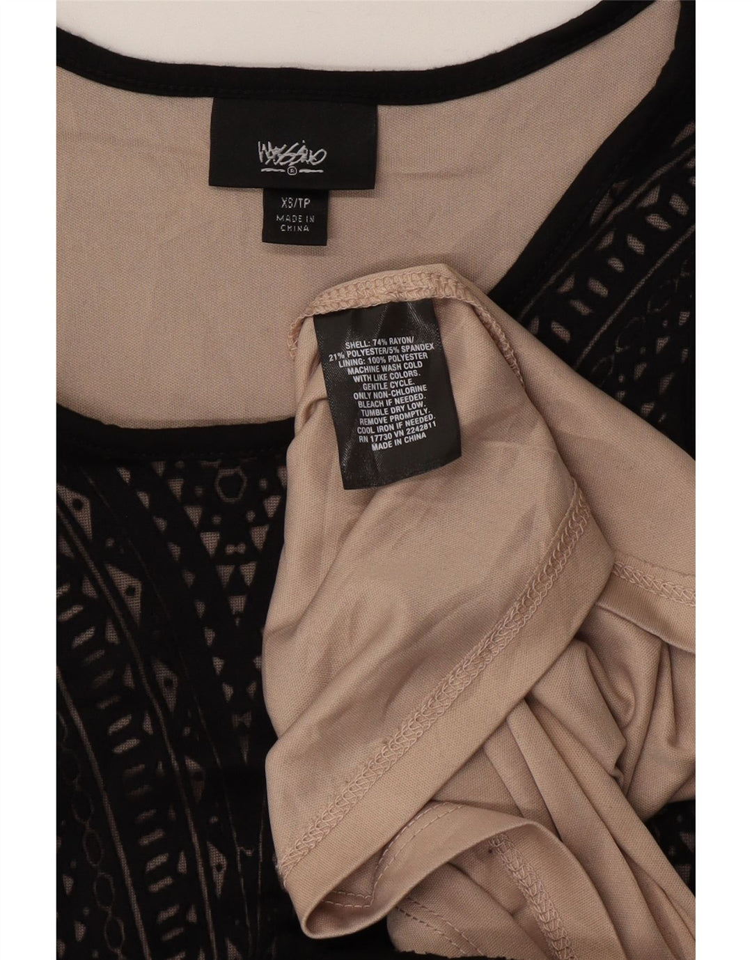 MOSSIMO Dame Ærmeløs Bodycon Kjole UK 6 XS Sort Geometrisk Rayon