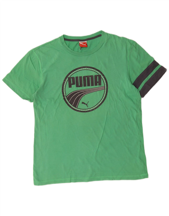 Puma Herre grafisk T-shirt Top Medium Grøn Colourblock Bomuld