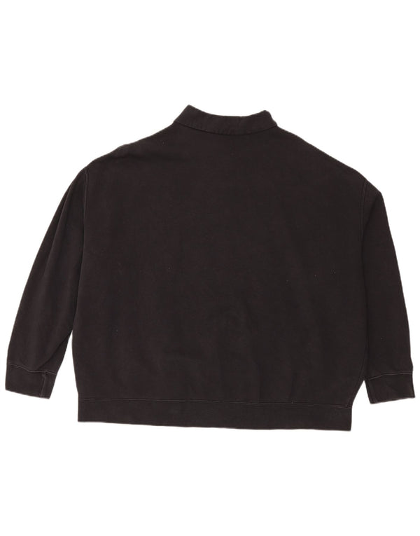 Nike Dame Oversized Zip Neck Sweatshirt Jumper UK 16 Large Black Bomuld